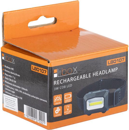 Libox Rechargeable Headlamp LED with Maximum Brightness 800lm Libox Torch head Black