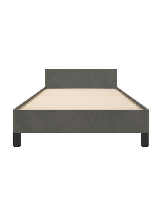 Ein Einzelbett Mit Stoff Dunkelgrau Für Matratze 100x200cm