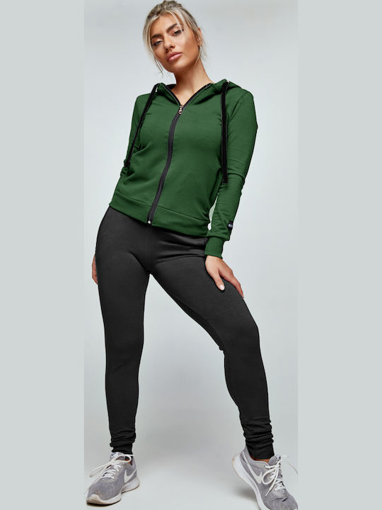 Women's Sweatshirt Jacket Hooded Khaki