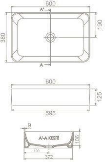 Cerastyle Hera Надеждна мивка Порцелан 60x38x12.5см Бял