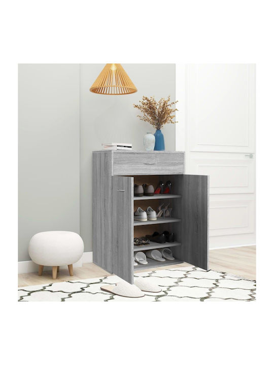 Wooden Shoe Organizer with 4 Shelves Grey Sonoma 60x35x84cm