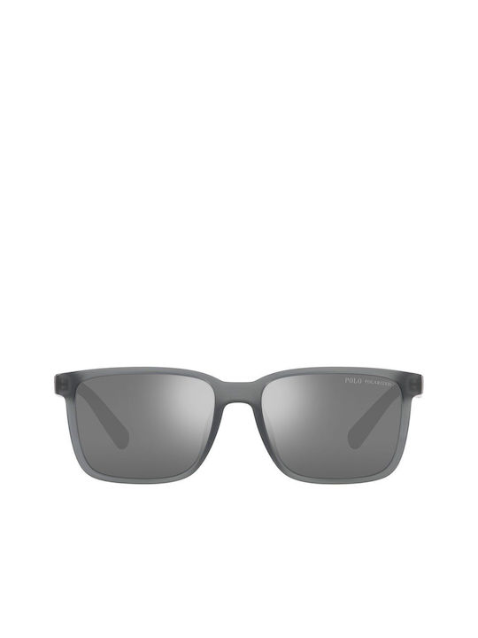 Ralph Lauren Men's Sunglasses with Gray Plastic Frame and Silver Polarized Mirror Lens PH4189U 5696Z3