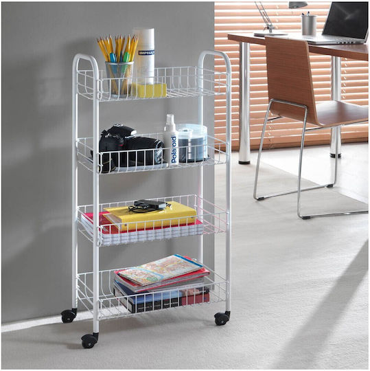 Metaltex Pisa Кухненско Тролей Металик 4 Места Бял 41x23x84см