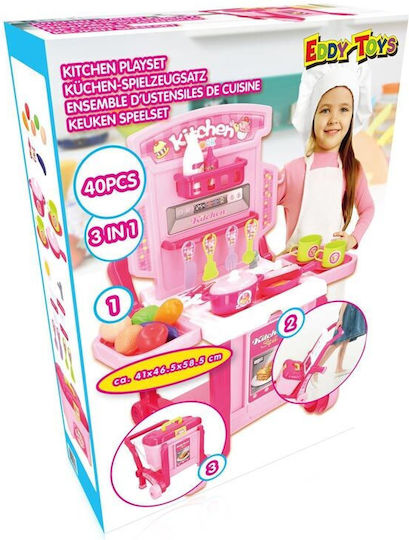 Eddy Toys Κουζίνα Καρότσι με Βαλιτσάκι για 3+ Ετών 40τμχ