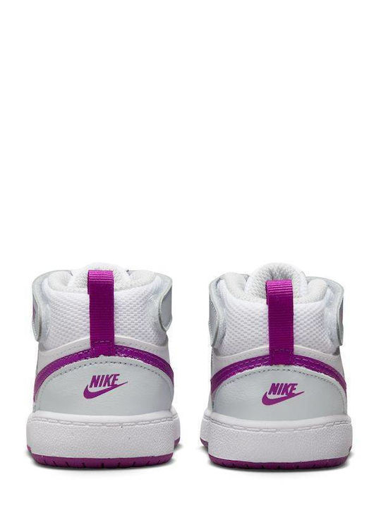 Court Borough Mid 2 Kids Sports Shoes with Hoop & Loop Closure White