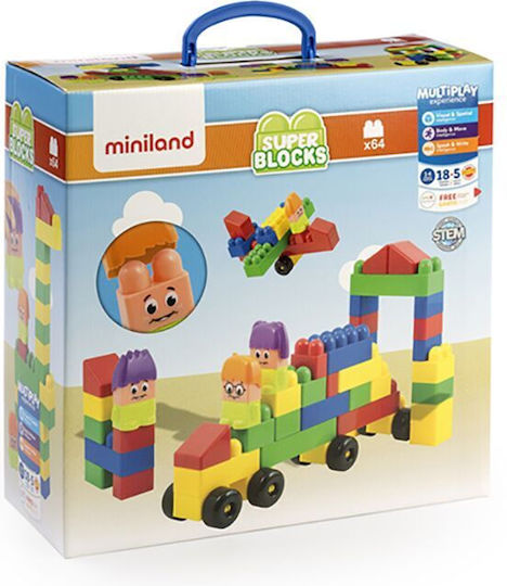 Miniland Bausteine Blocks Super für 1,5–5 Jahre Jahre 64Stück