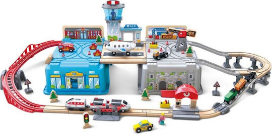 Hape Mega Metropolis Set mit Zug aus Holz für 3+ Jahre alt+ Jahre