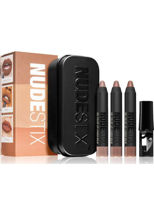 Nudestix Set Mini De Machiaj Nude Anii 90 Pentru Față Și Buze Boho Greystone Fringe 3 Bucăți Nudestix Set Mini De Machiaj Nude Anii 90 Pentru Față Și Buze Boho Greystone Fringe 3 Bucăți