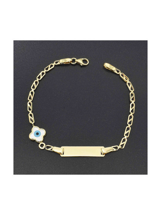 Kids Bracelet ID from Gold 14K with Evil Eye