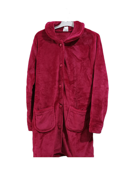 Lydia Creations Winter Women's Fleece Robe Burgundy