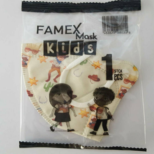 Famex Disposable Protective Mask FFP2 NR Kids with Cowboy 5pcs