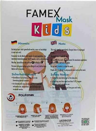 Famex Kids Mask FFP2 NR Protective Mask FFP2 Kids White 5pcs