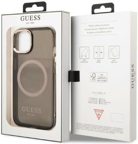 Guess Translucent MagSafe Back Cover Plastic / Silicone Black / Gold (iPhone 13 Pro) GUHMP13LHTCMK