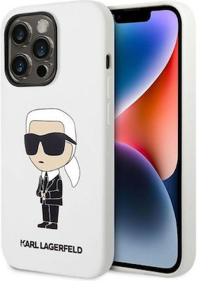 Karl Lagerfeld Liquid Ikonik NFT Umschlag Rückseite Silikon Weiß (iPhone 14 Pro Max) KLHCP14XSNIKBCH