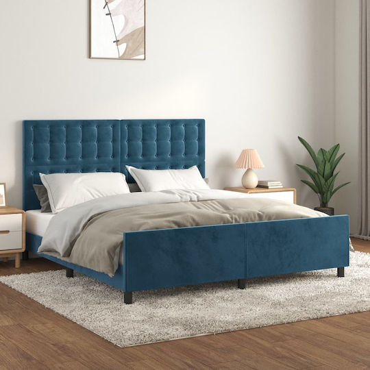 Κρεβάτι Υπέρδιπλο για Στρώμα 160x200cm Σκούρο Μπλε