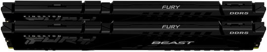 Kingston Fury Beast DDR5 32GB RAM με 2x16GB Modules και Ταχύτητα 6000 για Desktop