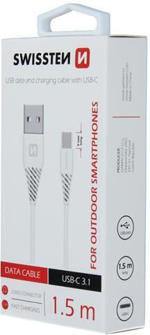 Swissten USB 3.1 Cable USB-C male - USB-A Λευκό 1.5m 71504402