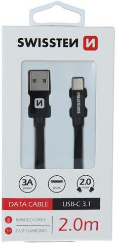 Swissten USB Typ-C Kabel USB 2.0 männlich USB-A Schwarzes 2m 71521301