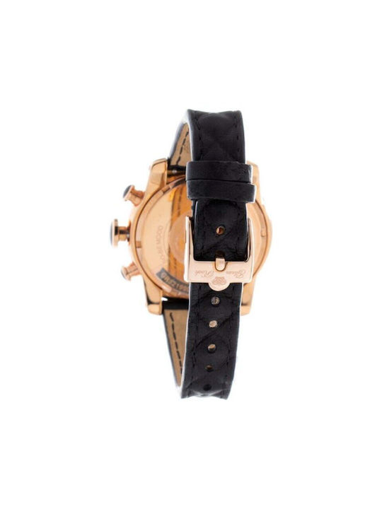 Glam Rock Watch Chronograph with Black Leather Strap