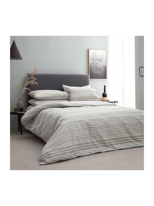 Vesta Home Duvet Cover Set Cotton Double with 2 Pillowcases 200x240 Virginia 1 Grey