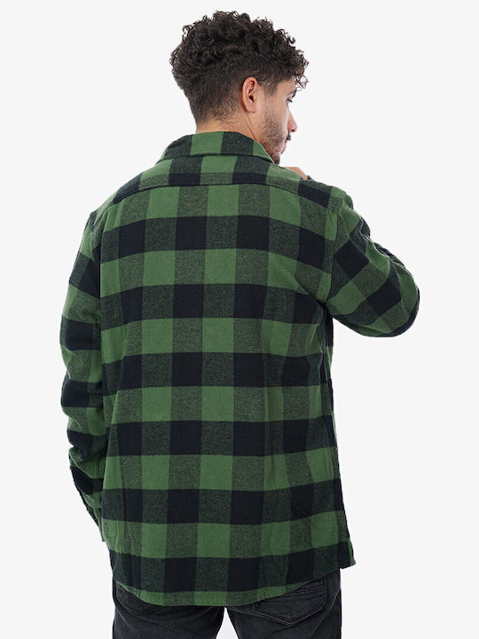 Sacramento Long-sleeved Flannel Shirt Checked Pine Green