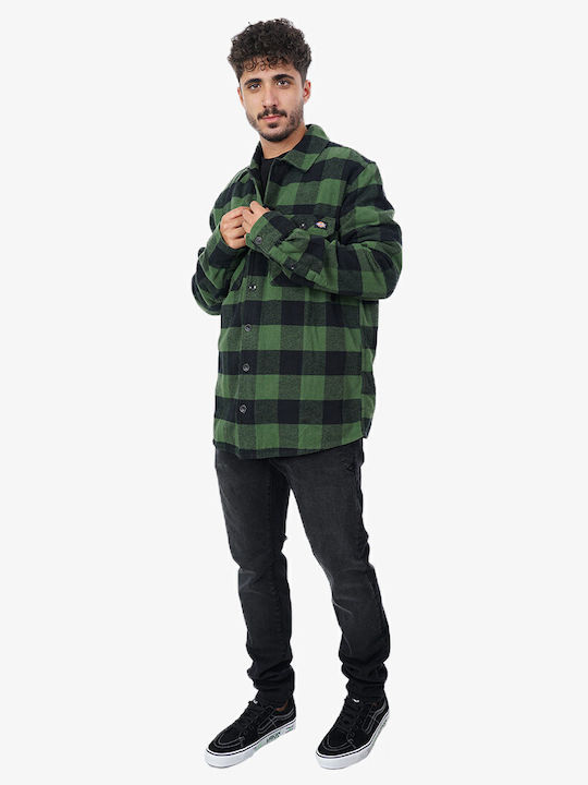 Sacramento Long-sleeved Flannel Shirt Checked Pine Green