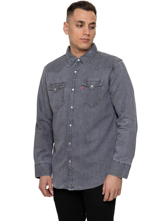 Barstow Western Standard Men's Shirt Long Sleeve Denim Gray