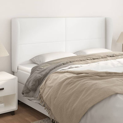 vidaXL Bed Headboard with Leatherette in White Color 163x23x118cm