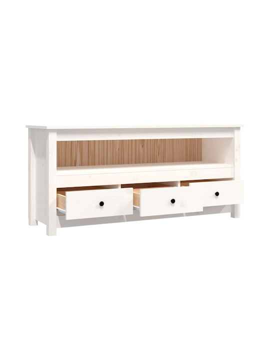 TV-Ständer aus Massivholz Weiß M114xT35xH52cm