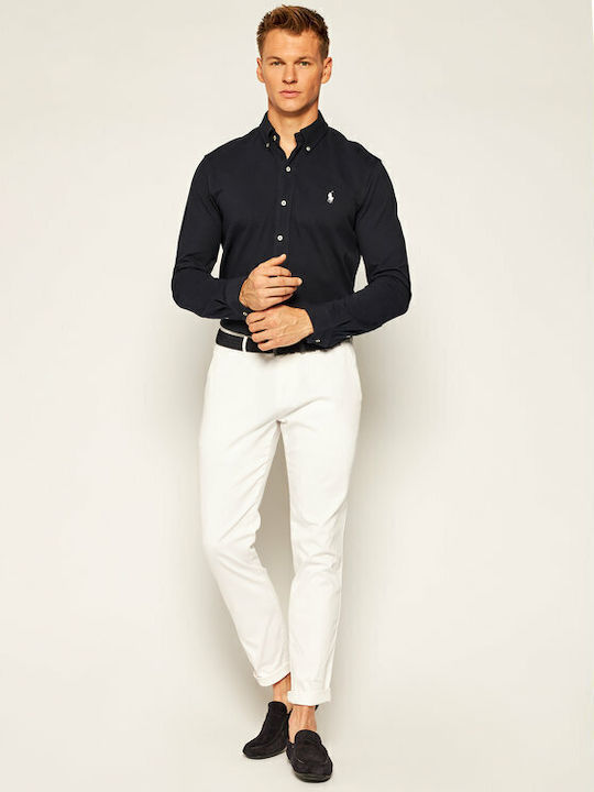 Long-sleeved Cotton Shirt Navy Blue