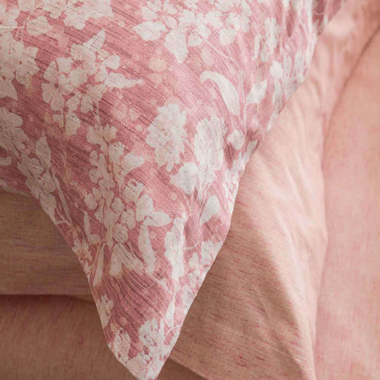 Vesta Home Vesta Home Duvet Cover Set Sanel Cotton Satin 260x240cm King Size with 2 Pillowcases 2 Pink Wine