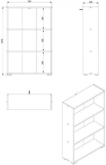 Bookcase Tomar White 70x24.5x107.5cm
