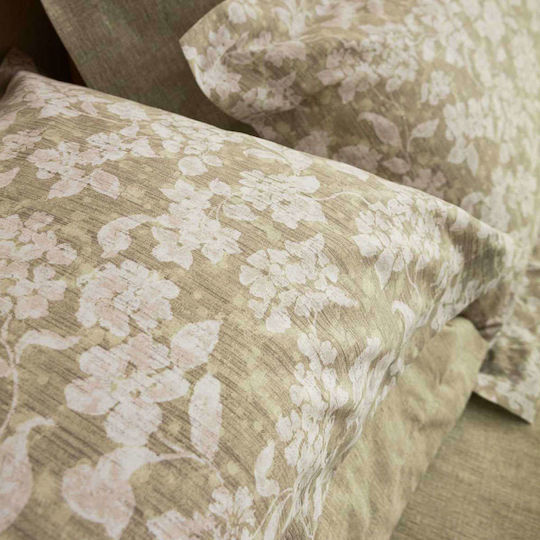 Vesta Home Set Duvet Cover Sanel Cotton Satin 230x240cm Super King with 2 Pillowcases 1 Khaki / Olive