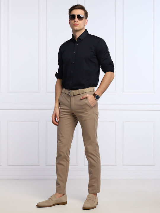 Long-sleeved Cotton Shirt Navy Blue