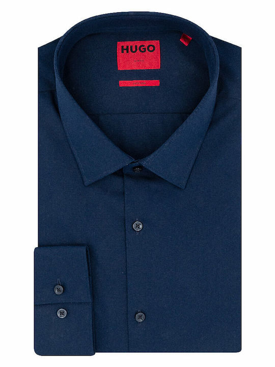 Kenno Long-sleeved Cotton Shirt Navy Blue