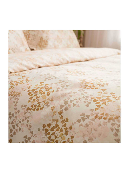 Vesta Home Bettbezug-Set Baumwollsatin Einzelbett mit Kissenbezug 170x240 Lydia 2 Brown / Beige