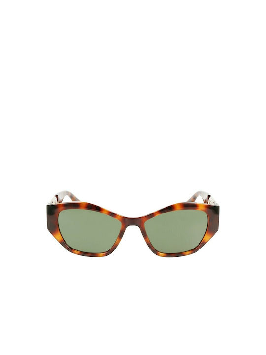 Karl Lagerfeld Sunglasses with Brown Tartaruga Plastic Frame and Green Lens KL6086S-240