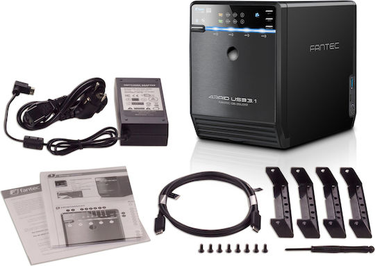 Fantec QB-35U31R Case for 4 Hard Drives 2.5" / 3.5" SATA III with Connection USB 3.1 Type-C