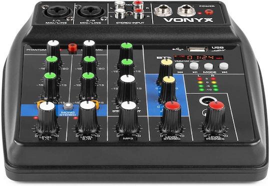 Vonyx VMM100 172.638 Αναλογική Κονσόλα 3.0 Καναλιών με Phantom Power & 2 Εισόδους XLR & Bluetooth