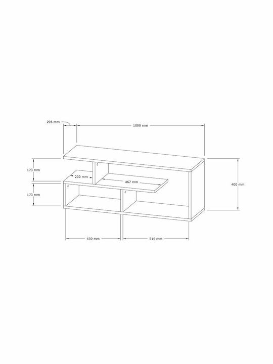 TV Stand Waldo White L100xW29.5xH40cm