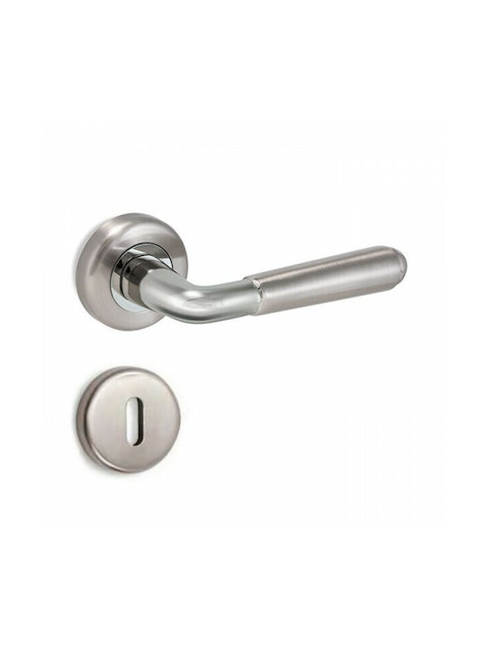 Conset Lever Middle Door with Rosette C1265 Pair with Rosette Nickel / Chrome