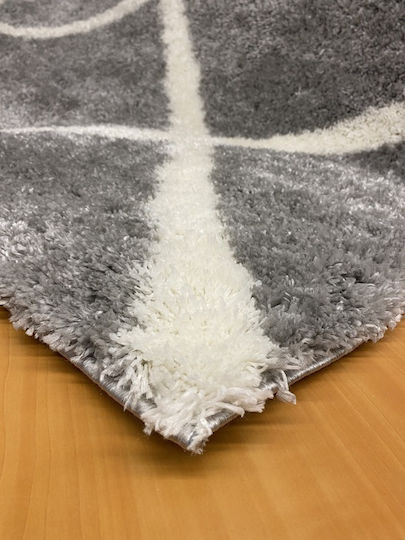 Koulis Carpets 3662A Set Modern Schlafzimmer-Teppichsets Synthetisch,Polyester/Cotton/Leather Aufgeblasen Gray 86-03-0000 3Stück