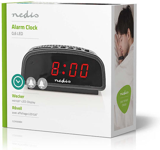 Nedis Tischuhr Digital LED Kunststoff mit Wecker & Tischradio Schwarz CLDK008BK