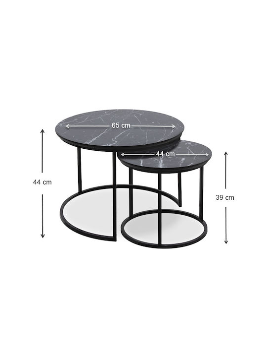 Round Zigon Set Gary Wooden Black 2 Pieces W65xL65xH44cm