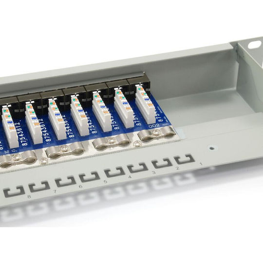 Equip Patch Panel Shielded για Rack 1U 19" 16 Θυρών cat6 Γκρι
