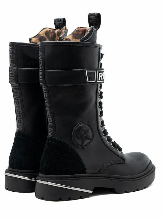 Replay Joplin 3 Kids Military Boots with Lace Black