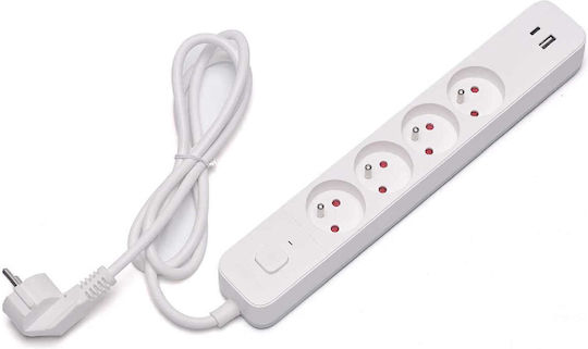 Savio Πολύπριζο 4 Θέσεων με 2 USB-A, 1 USB-C, Διακόπτη και Καλώδιο 1.5m