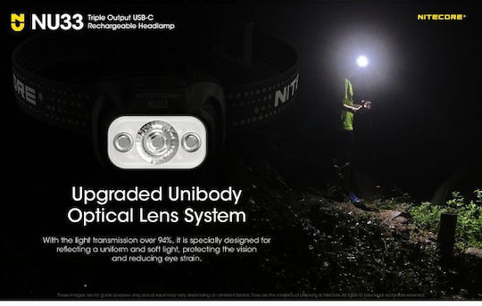 NiteCore Rechargeable Headlamp LED IP66 with Maximum Brightness 700lm NU33 Black