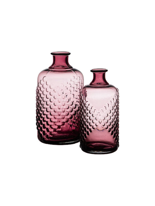 Decorative glass vase purple 13x13x25cm