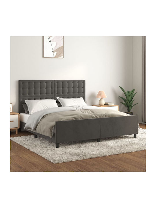 Κρεβάτι Υπέρδιπλο Επενδυμένο με Ύφασμα Σκούρο Γκρι για Στρώμα 160x200cm